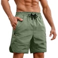 thumbnail image 3 of DDAPJ pyju Mens Quick Dry Athletic Shorts Lightweight Drawstring Gym Workout Shorts Side Split Casual Golf Running Shorts with Zipper Pockets Army Green L, 3 of 8