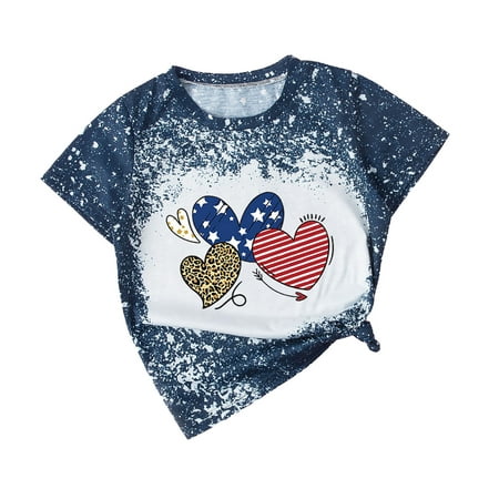 

Lovskoo Independence Day American Flag Parent-child Summer Mother s Day Short Sleeve T-shirt Mother-daughter Suit Mom for Kid Navy 2 Years
