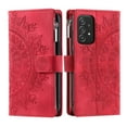 thumbnail image 2 of Mantto Crossbody Case for Samsung Galaxy A53 5G,Embossed Pattern PU Leather Zipper Pocket Magnetic Flip Holder ID Credit Card Slots Wallet Phone Case with Detachable Shoulder Strap,Red, 2 of 10