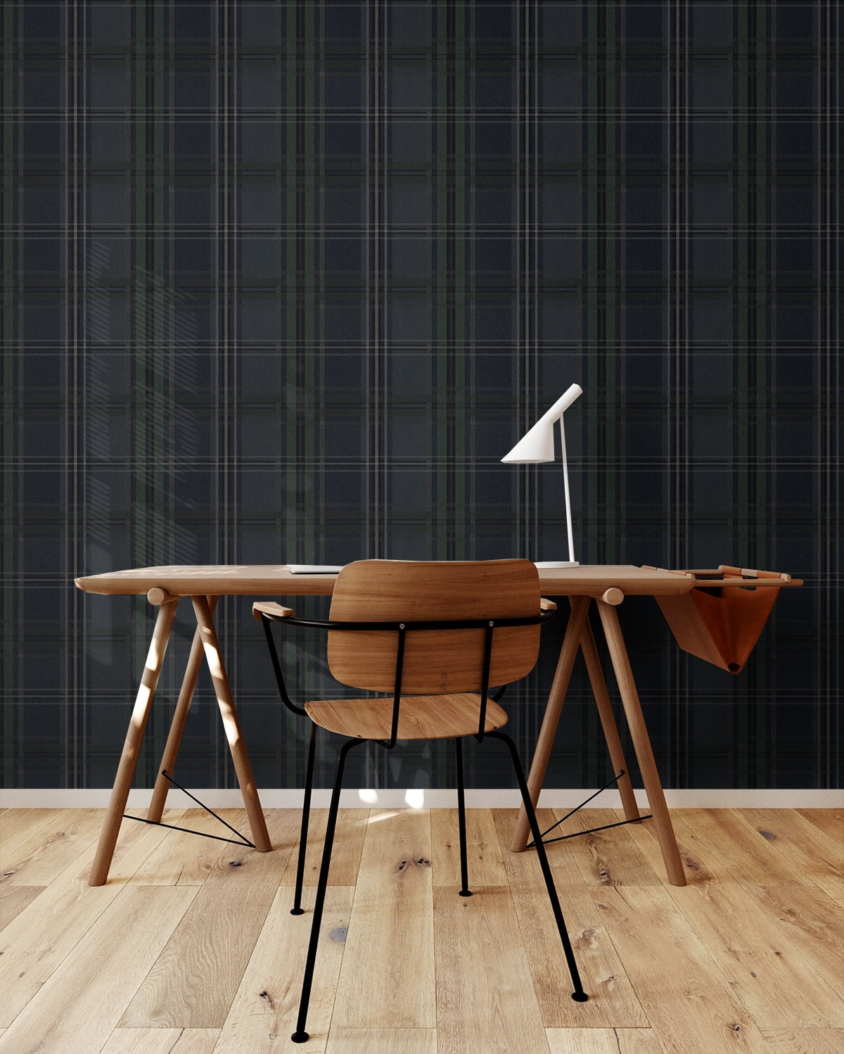 NextWall Deep Blue Classic Plaid Peel and Stick Wallpaper