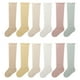 thumbnail image 1 of Laklulu 6 pares de calcetines unisex hasta la rodilla para bebés, sin costuras, de algodón, para uniformes de niños y niñas, 1 of 6
