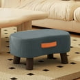 thumbnail image 5 of Modern Velvet Curved Foot Stool with Handle | Padded Seat Ottoman with Wooden Legs | 9 Inch Step Stool for Couch & Living Room | Orange, White, Gray, Green, 5 of 6