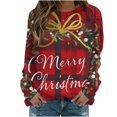 thumbnail image 2 of Sharpies Hauts pour Femmes Tendance, Blouse de Noël Imprimée à Manches Longues pour Femmes, Col Rond Décontracté/rouge, (TTG), 2 of 5