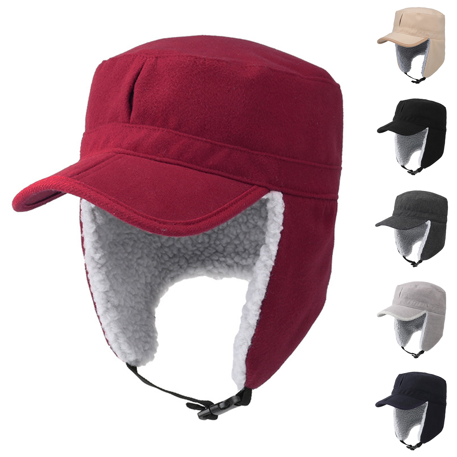 harmtty Unisex Ear Flap Cap Foldable Keep Warm Casual Solid Color