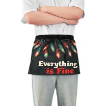 Yayeee Waist Apron with Pockets for Cooking Waterproof Half Server Aprons, Black Christmas Light