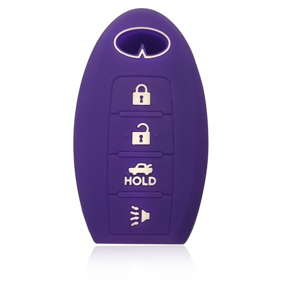 Dobrev 4 Buttons Silicone Rubber Case Protector Key Fob Cover Smart Car Remote Holder for Infiniti EX35 FX50 G37 M45 QX56 FX50 G35 M35 M56 2014-2015 Infiniti QX60 QX80 (Purple)