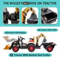 thumbnail image 2 of 24V Kids Ride on Excavator Digger Toy Cars, Ride on Construction Toy w/4-in-1 Construction Attachments (Excavator, Dump Truck & Bulldozer), Electric Tractor Car w/Remote Control, Swivel Seat, Orange, 2 of 7