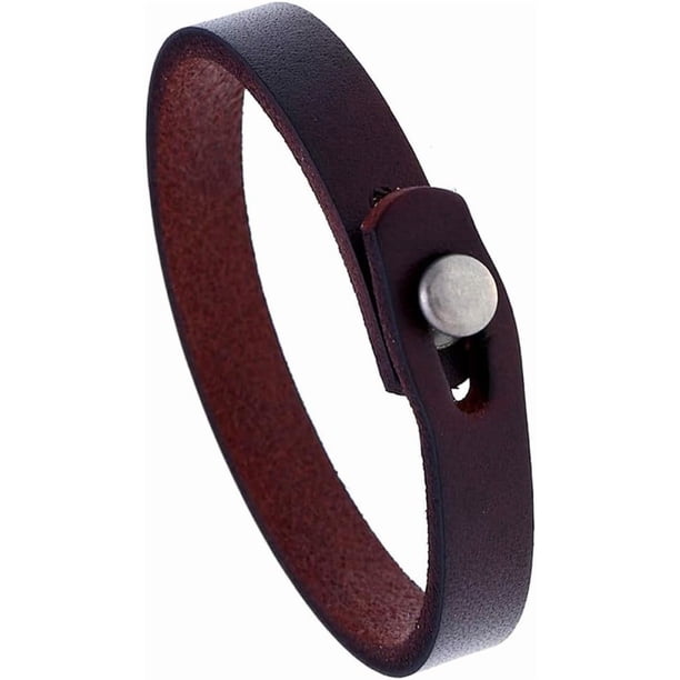 Pulsera de cuero genuino para hombre, estilo punk vintage, de piel de vaca, ajustable, hecha a mano.