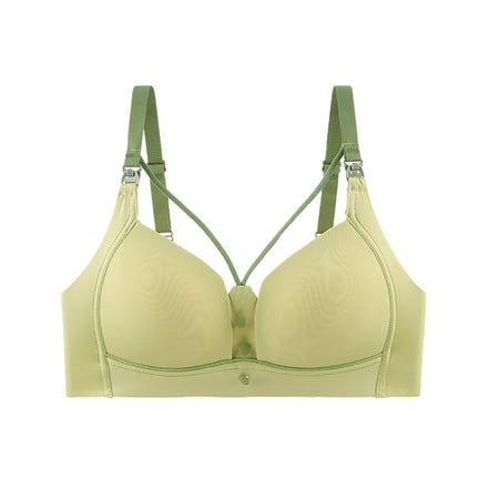 

KaLI_store Lingerie for Women Full Coverage Wireless Bras for Women Unpadded Minimizer Unlined Lace Bra Green 34/75C