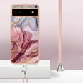 thumbnail image 3 of Mantto for Google Pixel 6a Case, with Lanyard Adjustable Strap, Marble Pattern Soft TPU Bumper Hard PC Back Shockproof Protective Glossy Stylish Durable Phone Case for Women Girls,Rose-carmine, 3 of 7