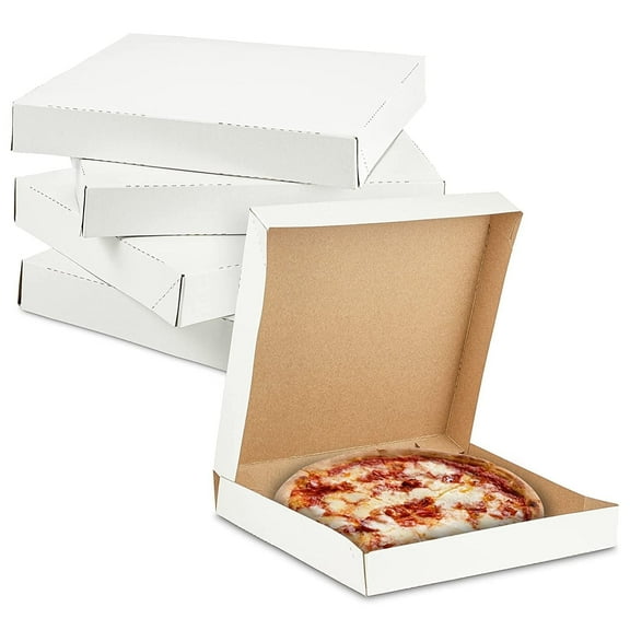 MT Products White Extra Thin Paperboard Pizza Boxes 12" x 1.9" - Pack of 204