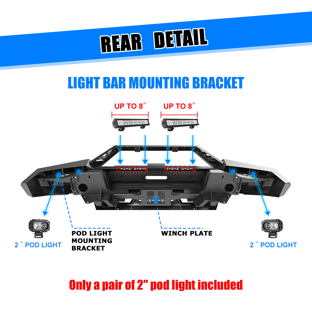 Front Bumper for 2025 Ram 1500,Heavy Duty Steel Full Width Front Bumper with Side Wings A & Bull Bar A & Winch Plate