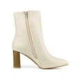 thumbnail image 3 of Unique Bargains Women's Side Zip Pointed Toe Block Heels Ankle Boots Nude (Size 7), 3 of 6