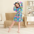 thumbnail image 3 of FORMRS Niños Bathrobe Unisex Hooded Robe Soft Plush Pajamas Sleepwear, Size 2-3T, Colorful Geometric Pattern, 3 of 7