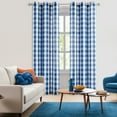 thumbnail image 5 of Flowpartex 2 Pieces Buffalo Check Semi Sheer Curtain Panels Blue and White Plaid Textured Curtains Drapery, 40"Wx95"L Farmhouse Grommet Top Window Drapes for Living Room Bedroom, 5 of 6