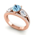 thumbnail image 2 of 2.00 Carat Pear Cut Aquamarine Gemstone & Natural Diamond Unique Three Stone Engagement Ring for Ladies Solid 18K Rose Gold Size 7 by Diamond Capitals, 2 of 8