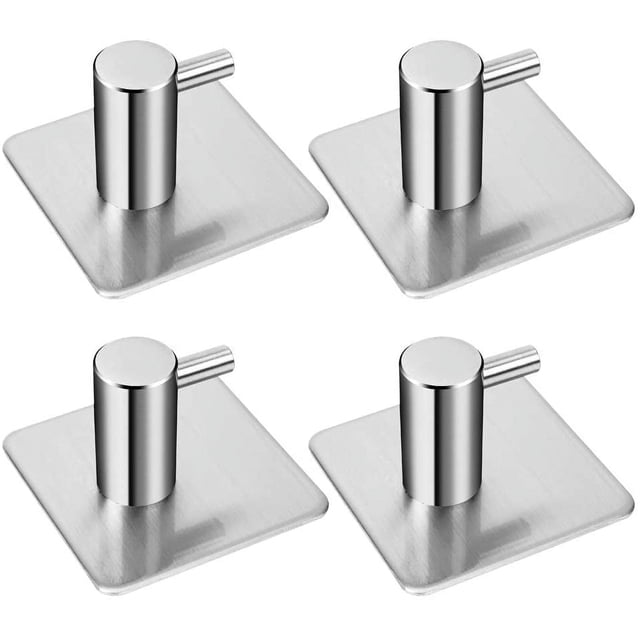 Paquete de 4 ganchos autoadhesivos para colgar, ganchos adhesivos de acero inoxidable inoxidable para cocina, baño, inodoro, armario, oficina, etc.