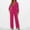 Hot Pink, variant on Women Casual Jumpsuits Loose Fit Belted Dressy Long Sleeve Crewneck Autumn Jumpsuit Long Wide Legs Formal Rompers Wrap Jumpsuit Ladies Pants Suits for Wedding Womens Jumpsuit Long Sleeve Body Suit