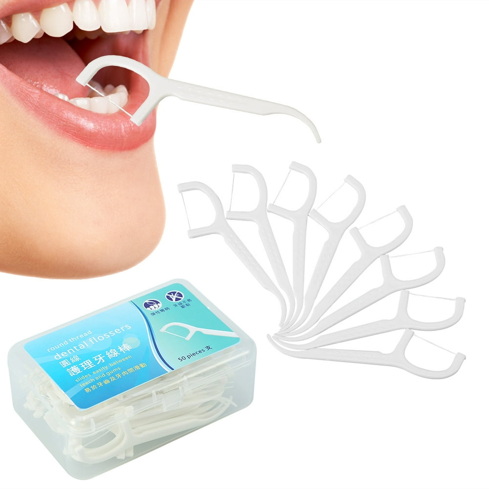 FAGINEY Oral Toothpick, Oral Teeth Sticks,50pcs Dental Silk Interdental