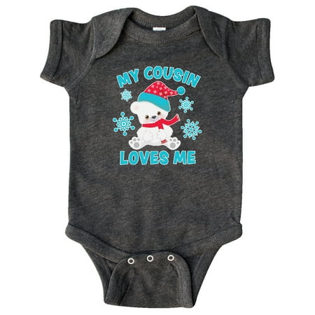 

Inktastic Polar Bear My Cousin Loves Me in Santa Hat with Snowflakes Gift Baby Boy or Baby Girl Bodysuit