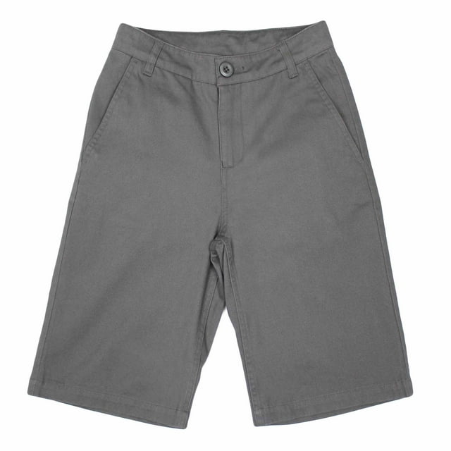 Bienzoe Uniformes Scolaires Garçon Shorts Bermuda à devant Plat Gris 10