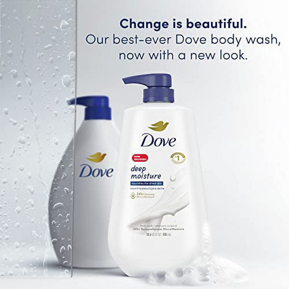 Dove Body Wash with Pump Deep Moisture 3 Count For Dry Skin Moisturizing Skin Cleanser with 24hr Renewing MicroMoisture Nourishes The Driest Skin 30.6 oz