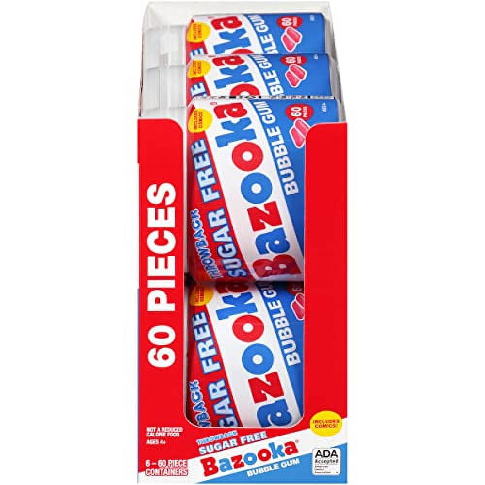 Sugar-Free Bubble Gum - 60 Count To Go Cup (Pack of 6) - Pink Chewing Bubble Gum Resealable Container - Fun Holiday Stocking Stuffers - Festive Bulk Candy Gift Stocking Stuffer For Kids