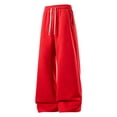 thumbnail image 2 of Mens Lightweight Baggy Sweatpants Wide Leg Casual Workout Pants Red 2XL, 2 of 4