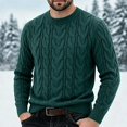 thumbnail image 2 of Babcutegg Mens Cable Knit Sweater Crew Neck Long Sleeve Pullover Thick Warm Casual Sweaters Size 2XL, 2 of 6