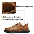 thumbnail image 2 of Mens Casual Leather Shoes Fashion Comfortable Lightweight Breathable Lace Up Loafers Walking Driving Business Working Shoes Yellow 8.5 US, 2 of 7