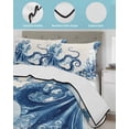 thumbnail image 4 of Quilts Queen Size, Blue Jellyfish Coastal Soft Comforter Bedding Set for Bed, Nautical Octopus Summer Ocean Lightweight Quilted Bedspread with Pillow Cover(2 Pieces) for All Season, 90x96 Inch, 4 of 6