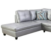Star Home Living Corp Harry Faux Leather Right Sectional Sofa in Silver White