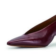 thumbnail image 2 of YDN Women Stylish Low Kitten Heeled Slip On Pumps Closed Pointed Toe V Cut Slingback Shoes Working Daily Wear Size 7 Wine Red, 2 of 4