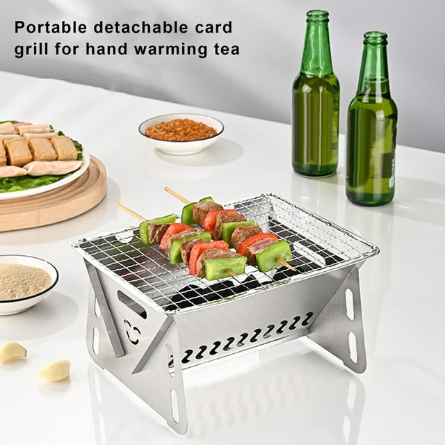 Visland Grille de Feu de Camp Pliable Grille de Camping Portable Résistant à la Antirouille et à la Corrosion Design Creux Barbecue Extérieur Intérieur