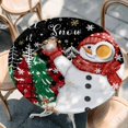 thumbnail image 2 of Black Snowman Christmas Round Tablecloth, Fitted Table Cover with Elastic for 36"-44" Round Tables, Snowflake Xmas Tree Winter Elk Table Cloth Outdoor Indoor Dinning Party Waterproof Tablecloths, 2 of 7