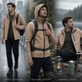 thumbnail image 3 of NEIKU Men's Winter Coat Hooded Work Jacket, Warm Quilted Cotton Lined Outdoor Heavy Duty Outerwear Coat Khaki M, 3 of 9
