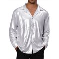 thumbnail image 1 of CAMISAS DISCO CHIC DE LOS AÑOS 70 PARA HOMBRES, MANGA LARGA, CON BOTONES, TRAJE DE FIESTA, CAMISA METÁLICA 2XL PLATA, 1 of 6
