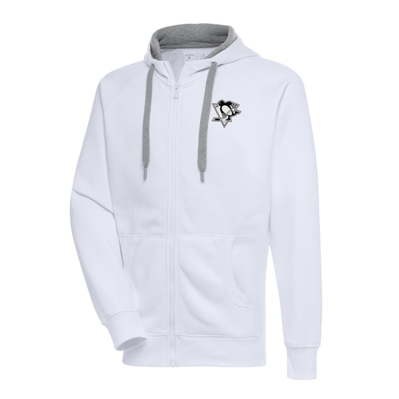Men's Antigua  White Pittsburgh Penguins Metallic Logo Victory Full-Zip Hoodie