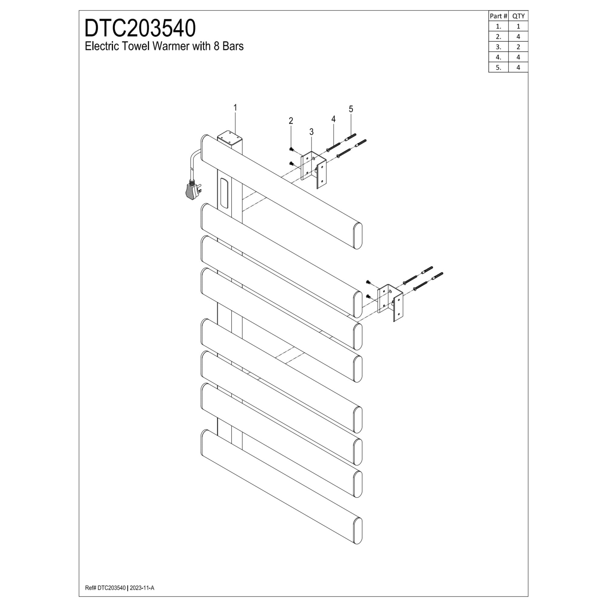 Kingston Brass DTC203540 Metzinger Wall Mount Plug-In Towel Warmer, Matte Black