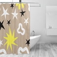 thumbnail image 3 of YFYANG Waterproof Bathroom Shower Curtain, Brown Geometric Star Pattern Shower Curtain Set with Hooks, Home Bathroom Tub Decor - 72 "x72", Plastic Hooks, 3 of 6