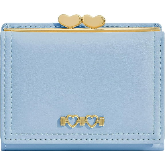 Wallet for Women, Cute Wallet Card Holder, Small Trifold RFID Blocking Purse, Cute Small Leather Mini Short Purse with Coin Pocket for Girls, Ladies (Baby Pink)