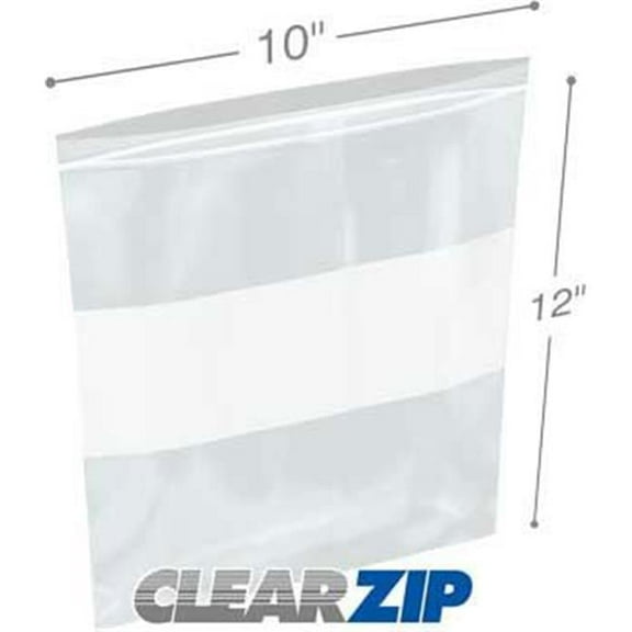 International Plastics CZW21012 10 x 12 in. 2 Mil ClearZip Whiteblock Lock Top Bags - Case of 1000