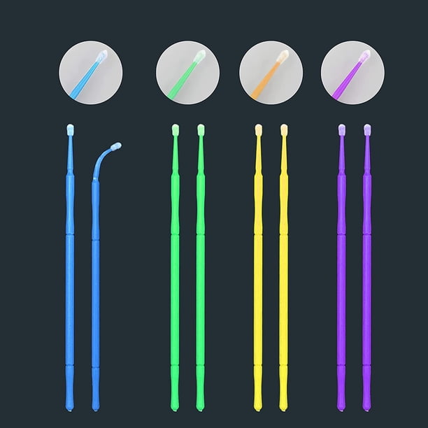 Dming 200 Piezas De Microcepillos Aplicadores Desechables Para Herramientas De Eliminación De Extensiones De Pestañas, Mini Cepillos De Algodón Para Maquillaje Y Cuidado Personal (blanco