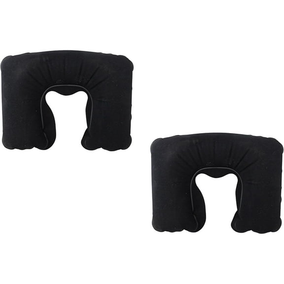 Dependable Industries 2 Pack Travel Pillow - U Shape, Marled Knit Cotton-Poly, Black