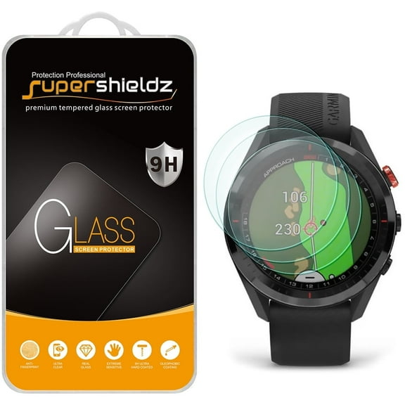 [3-Pack] Supershieldz for Garmin Approach S62 Tempered Glass Screen Protector, Anti-Scratch, Anti-Fingerprint, Bubble Free