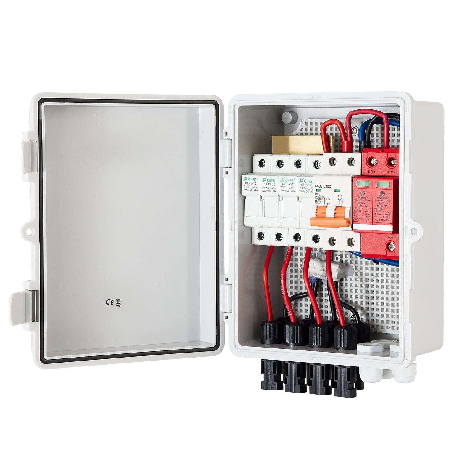 15A Breakers Solar Combiner Box with Circuit Breakers 5-String PV Combiner 