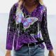 thumbnail image 2 of Camiseta de manga larga suelta con cuello en V y estampado informal a la moda para mujer Pompotops gfhjh21367, 2 of 5