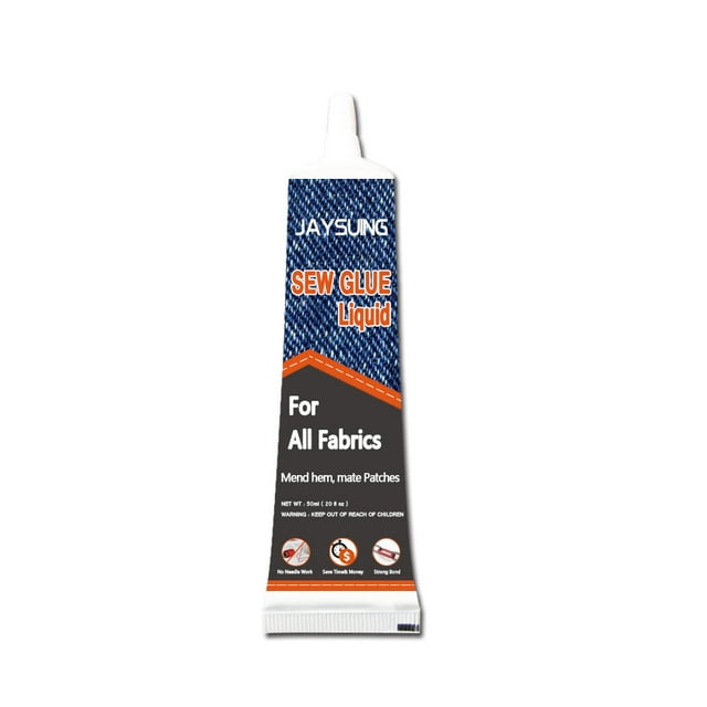 Colle à Coudre Séchage Rapide Multi-Tissu 50ml - Adhésif Imperméable Haute Résistance pour Lin, Denim, Cuir, Coton et Plus - Solution de Réparation Sans Couture pour Vêtements, Jouets - Durcissement Rapide, Résistant à la Température