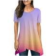 thumbnail image 3 of Inverlee T Shirts for Women Crewneck Trendy Short Sleeve Tops Loose Fit Gradient Print Shirts Flowy Work Tunic Blouse Tee Summer Fashion, 3 of 6