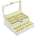 thumbnail image 6 of MyGift Vintage Rectangular Sunglasses Display Case with Glass Lid, White, 6 of 6